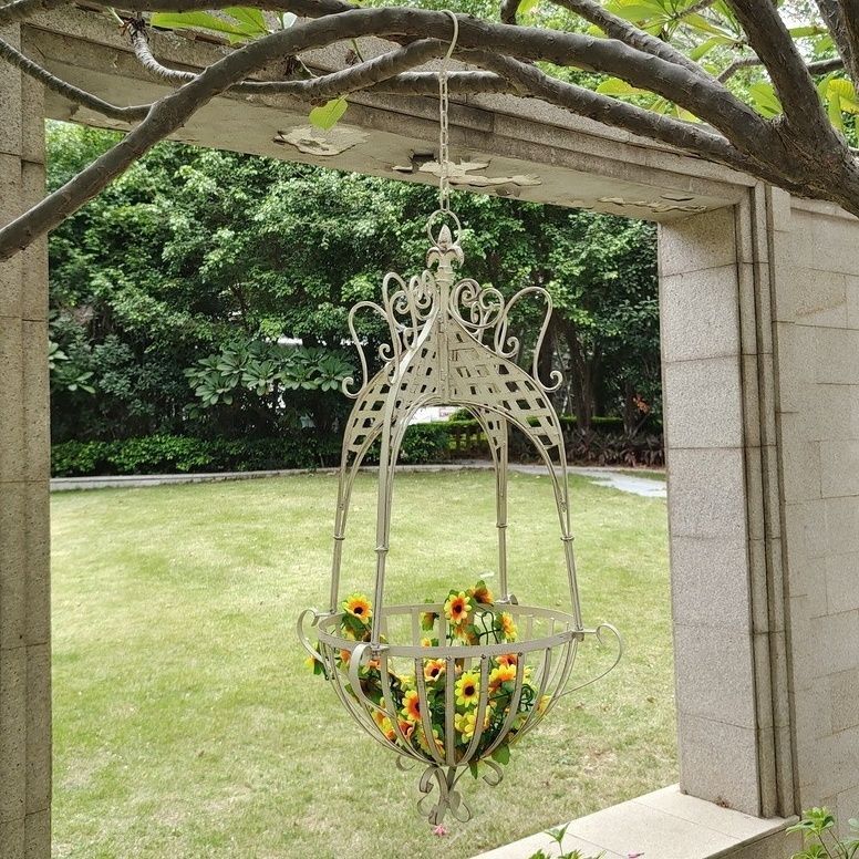 ヴィンテージ シャビー アイアン ハンギング フラワーバスケット 8.8kg