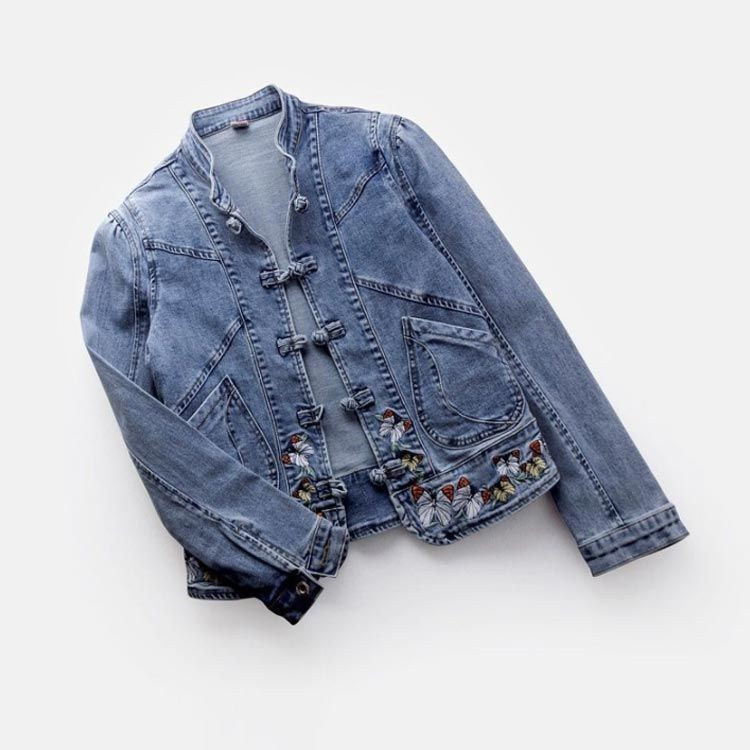【ビンテージ】デニムジャケット　フルボタン　エスニック　W-Lサイズ Hatsunex ビッグシルエットデニムジャケット（ウォッシュブルー