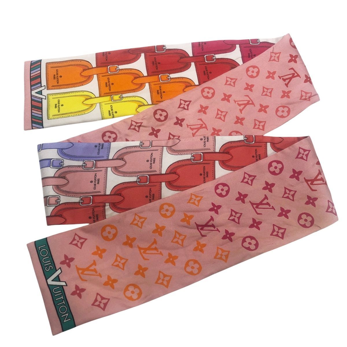 ルイヴィトン ツイリー スカーフ バンドー 中古 モノグラム ボルドー系