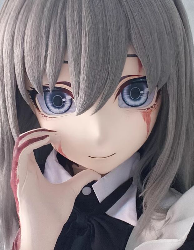 全頭マスク カツラ付き ロック付き NO.395 ドール ヘッドロリータ人形 コスプレ 変身 仮装 着ぐるみ kigurumi 二次元