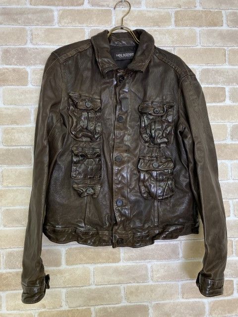 中古】ｲﾀﾘｱ製 NEIL BARRETT ﾆｰﾙﾊﾞﾚｯﾄ ｼﾞｬｹｯﾄ ﾚｻﾞｰ 牛革 ﾌﾞﾗｳﾝ M