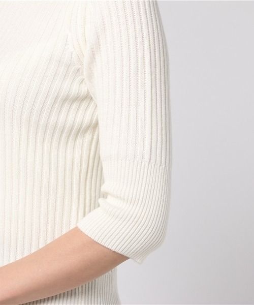 モックネックリブニット セーター