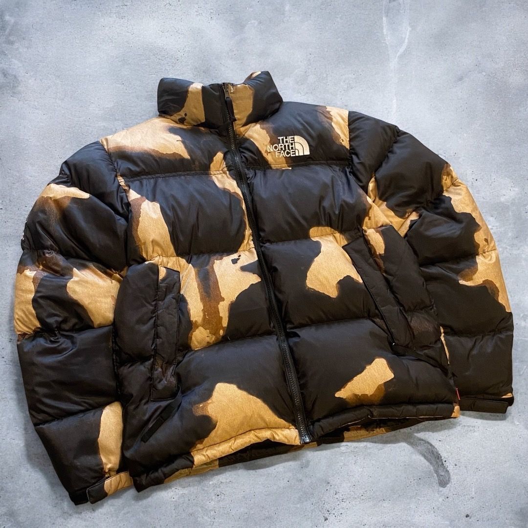 ジャケット・アウター North Face Bleached Denim Print Nuptse M Supreme The North Face Bleached Denim Print Nuptse Jacket