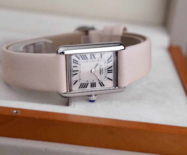 美品 カルティエ マスト タンク シルバー ライトピンク SM Cartier