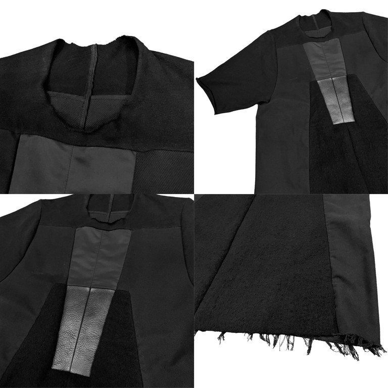 Rick Owens 23AW LUXOR DRESS ルクソールドレス レザー切替メンズロングワンピース ジャケット コート 定価201,300円 Rick Owens 23AW LUXOR DRESS ルクソールドレス レザー切替メンズ