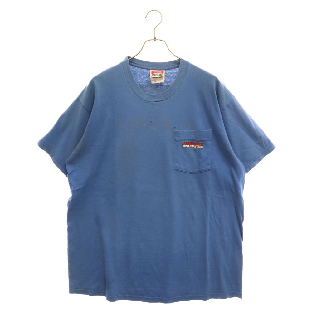 VINTAGE (ヴィンテージ) 90s Marlboro WOLF Pocket T-Shirt ヴィンテージ マルボロ ウルフ プリント ポケット 半袖Tシャツ ブルー