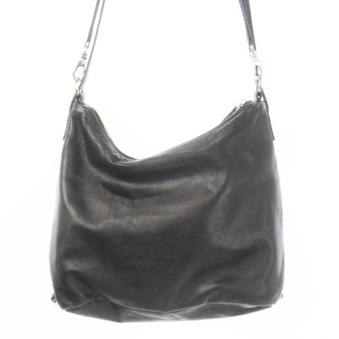 モネ☆アニエスベー・ボヤージュ☆レザー♡2wayバッグ☆ブラック アニエスベー ボヤージュ ハンドバッグ 2way レザー 革 ロゴ型