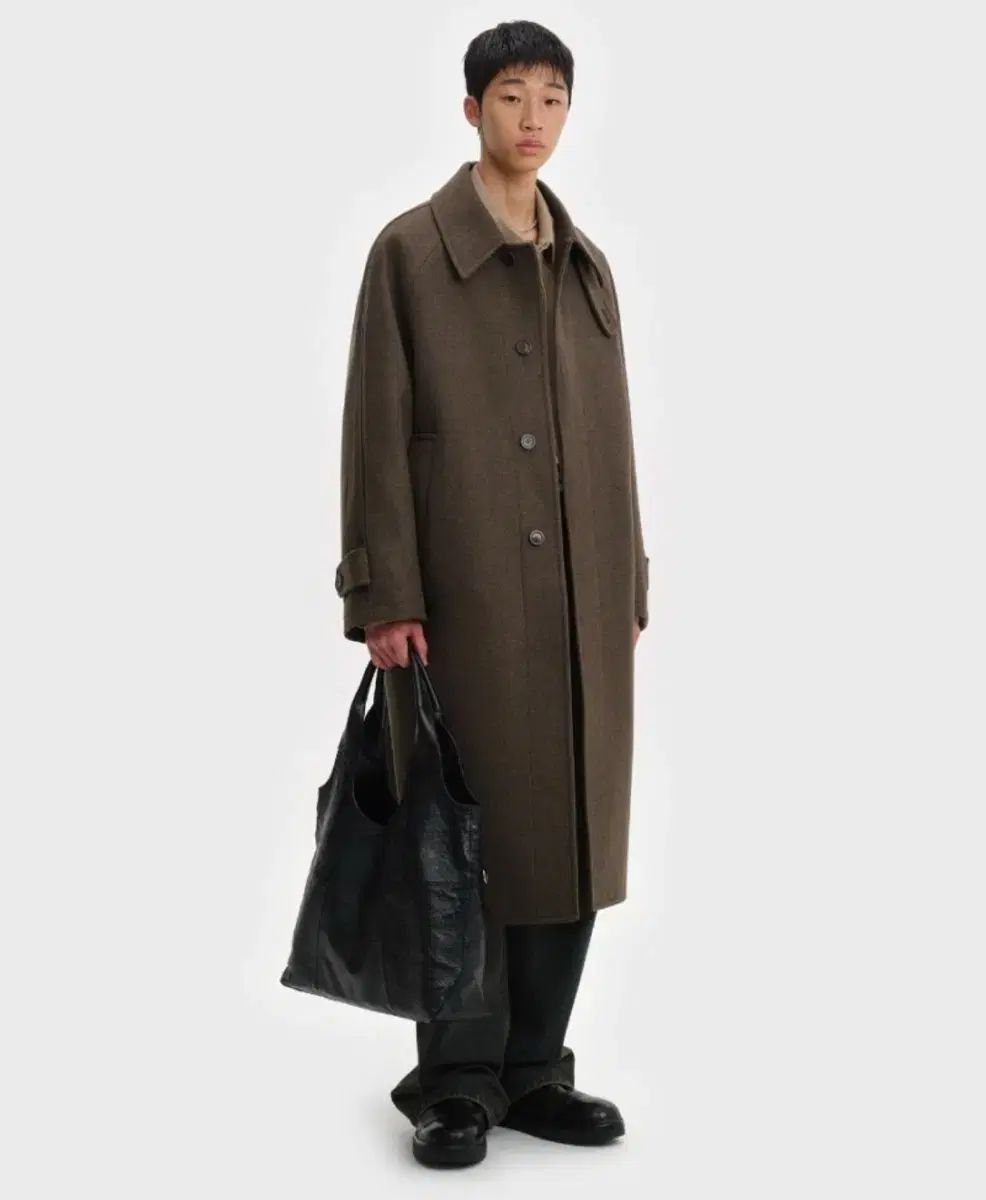 ベルリエ マキシ メルトン ウール バルマカーン コート ブラウン M