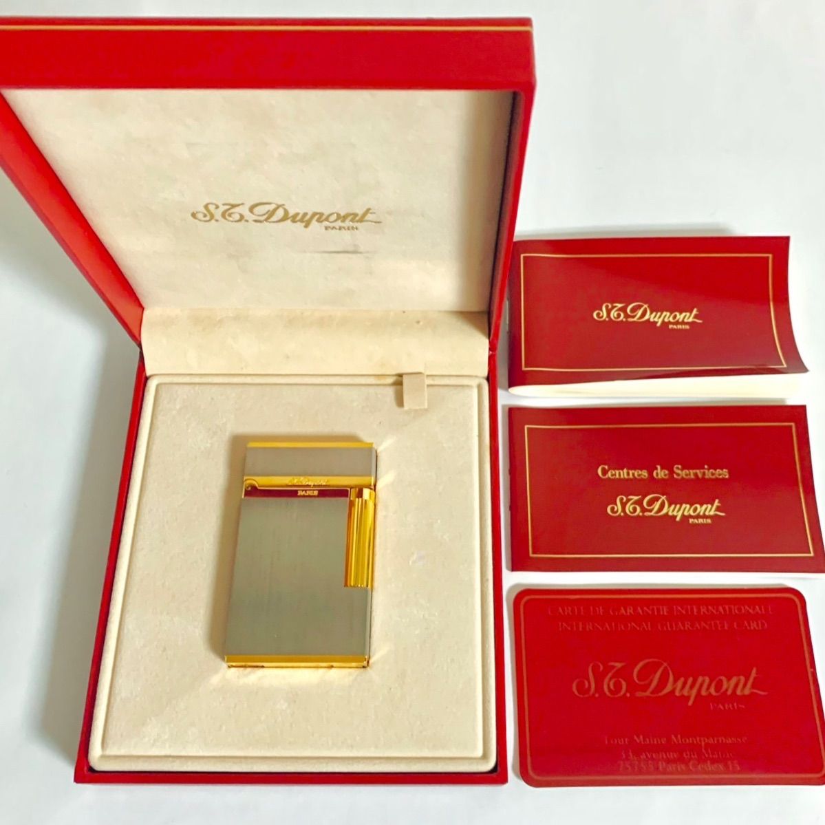 開閉音 超快音キーーン　デュポン　ガスライター　ゴールド　ヘアライン　ライン２ 開閉音 超極快音 デュポン ガスライター 金色ゴールド ギャッツビー