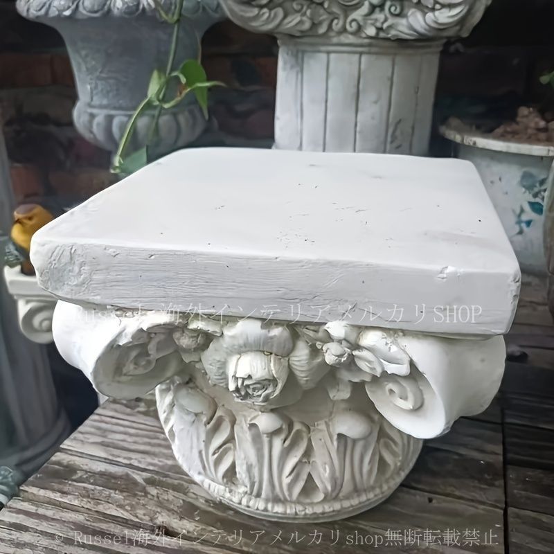 ガーデン オーナメント ヴィンテージ調 オブジェ 置物 おしゃれ かわいい ホワイト 白 レトロ調 アンティーク調 ヴィラ ガーデニング 植木鉢 庭 4-7