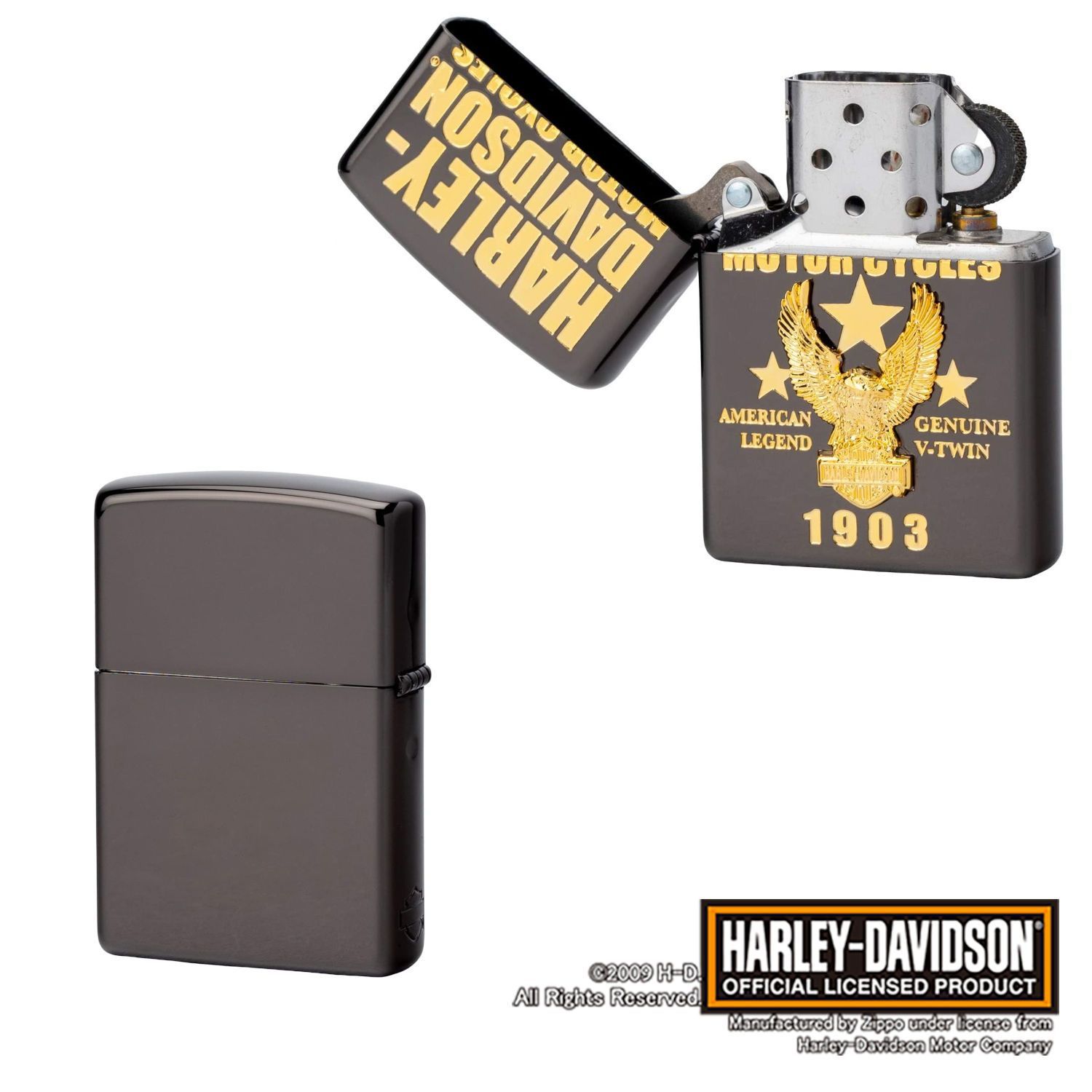 Harley-Davidson Zippoライター 新品 Harley-Davidson® 110th Anniversary 3D Wings Logo Black Ice