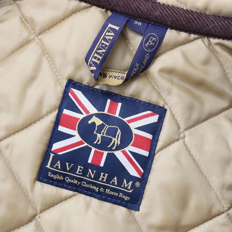 イギリス製 ラベンハム LAVENHAM キルティング フーデッド ベスト 36/ベージュ系 トップス 羽織り スナップボタン フード【2400014042979】