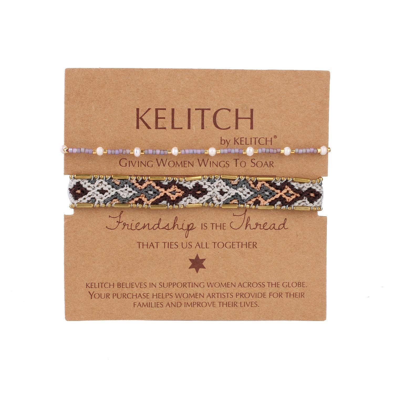 KELITCH シェルパール 友情ブレスレット ハンドメイド 編組シードビーズストランドブレスレット 素敵な女性へのギフト | KELITCHシェルパールビーズの友情ブレスレットハンドメイド