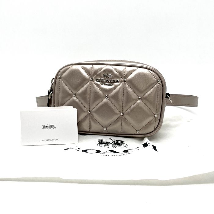 COACH コーチ ロゴ ラインストーン レザー ウエスト ボディ バッグ eH0816N