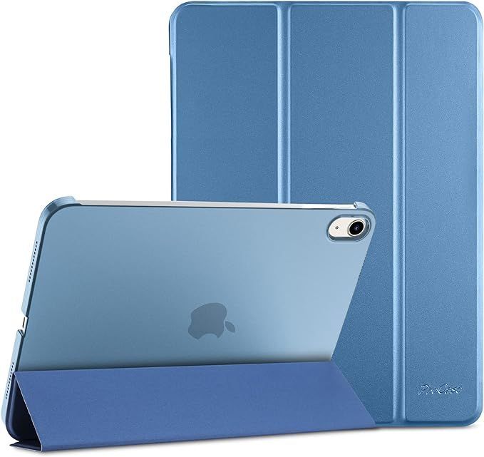 ProCase iPad 10世代 ケース 2022 10.9インチ A2696 A2757 A2777 軽量 耐衝撃 三つ折り スタンド スマートカバー（ブルー）