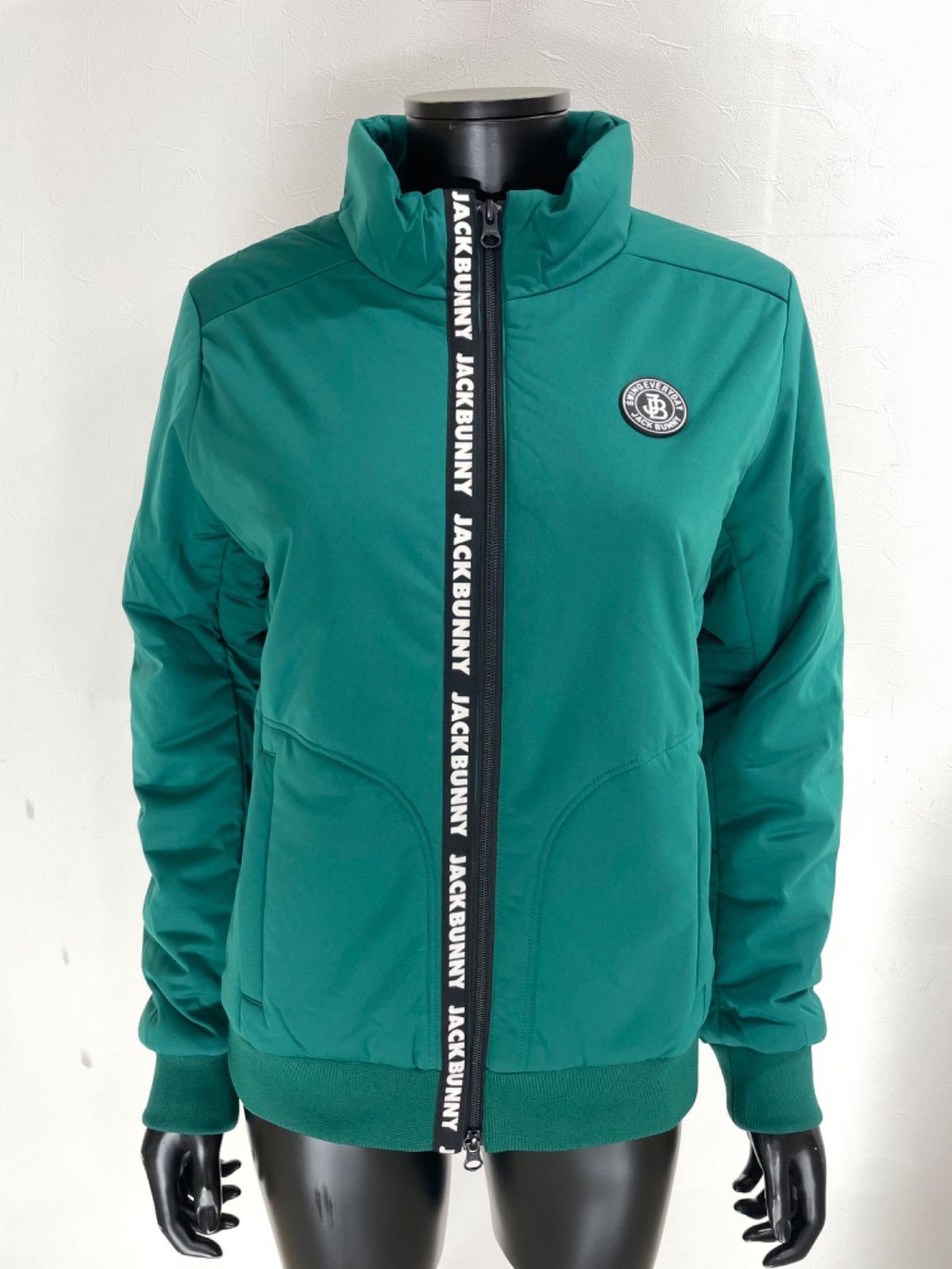 Jack Bunny ジャックバニー ポリエステル ダブルジップ 長袖 ジャケット ブルゾン 中綿 グリーン 緑 レディース 2 L ゴルフウェア