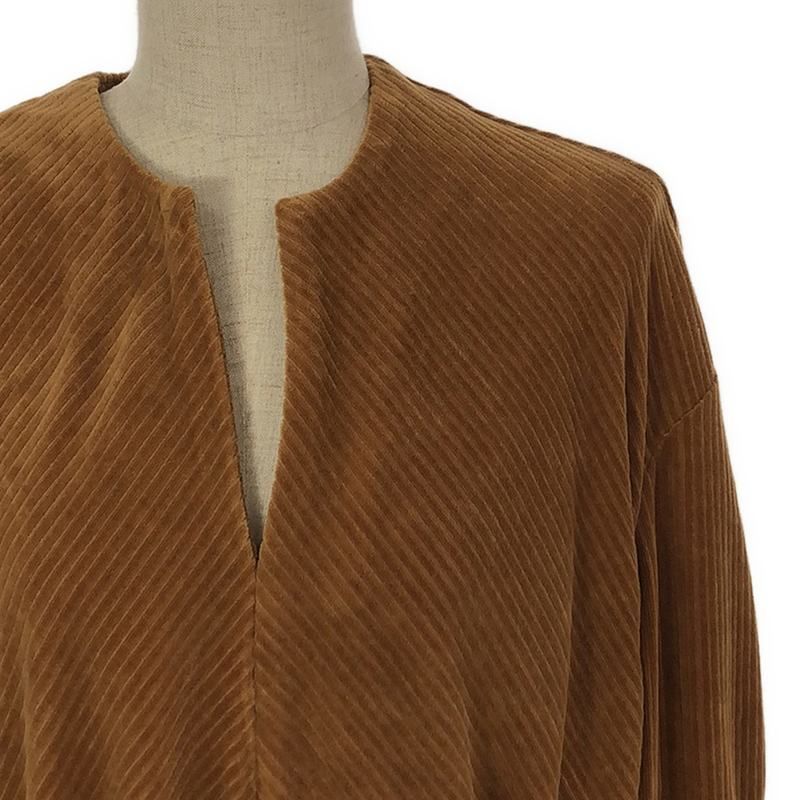 【美品】  Mame Kurogouchi / マメクロゴウチ | Ribbed Velour Jersey Top / ベルト付き ベロア ジャージー トップス | 2 | ブラウン 美品】 Mame Kurogouchi / マメクロゴウチ | Ribbed Velour