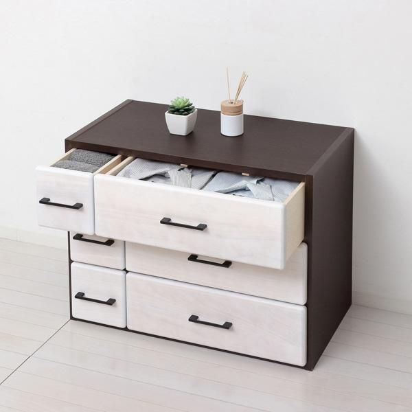 新品] クロシオ(Kuroshio) 天然木自在チェスト6D 引き出し タンス 衣類