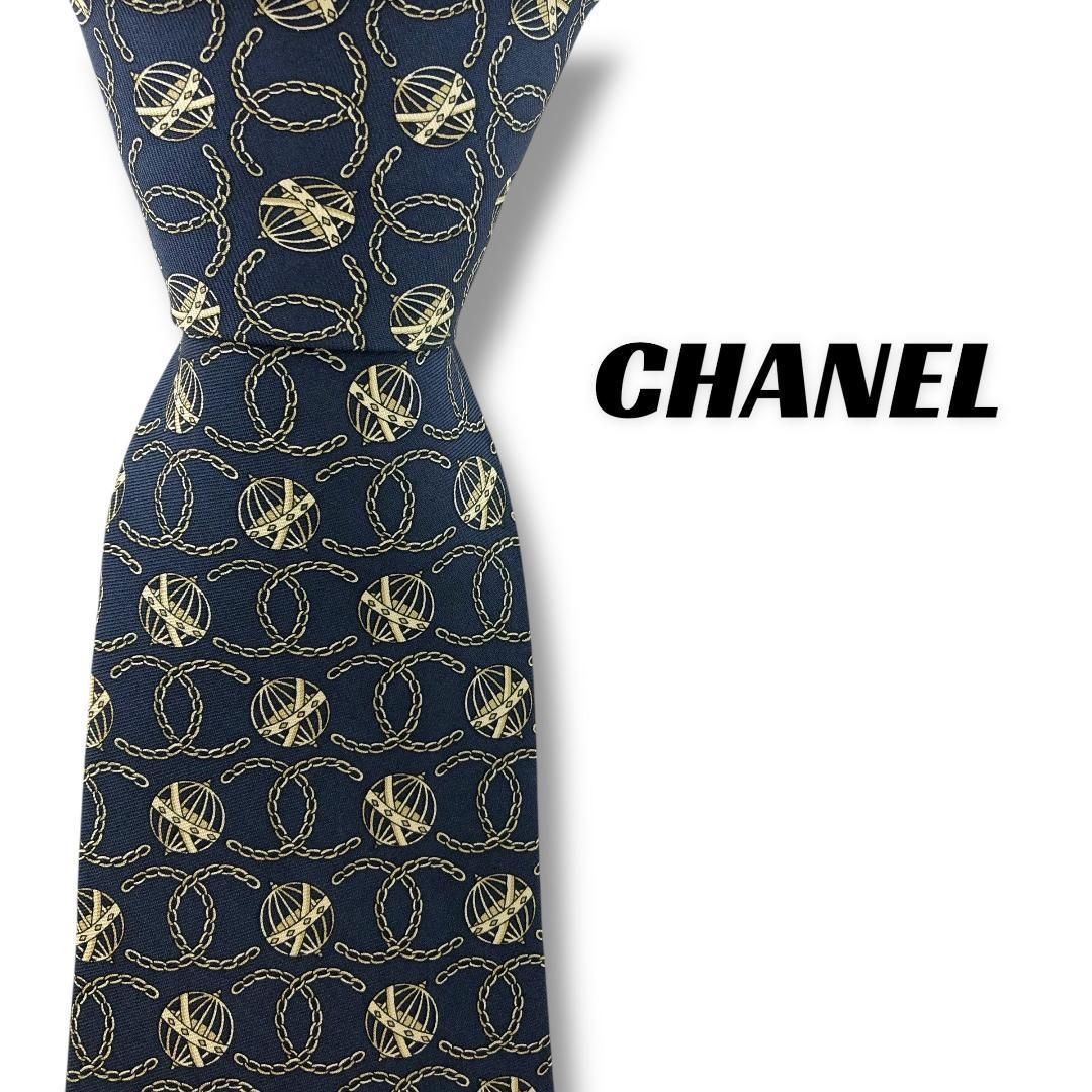 7244】美品！シャネル ネクタイ ネイビー系 ココマーク柄. - メルカリ
