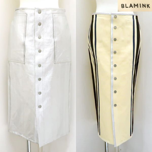 BLAMINK リバーシブル スカート #36 シルバーコーティング ストライプ 7924-230-0153 LAMINATE ブラミンク  ◇送料込◇質屋-10203 - メルカリ