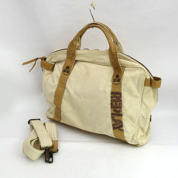 REPLAY | リプレイ ショルダー ハンドバッグ ボストン キャンバスレザー ベージュ バッグ|バック|BAG|鞄|カバン ブランド