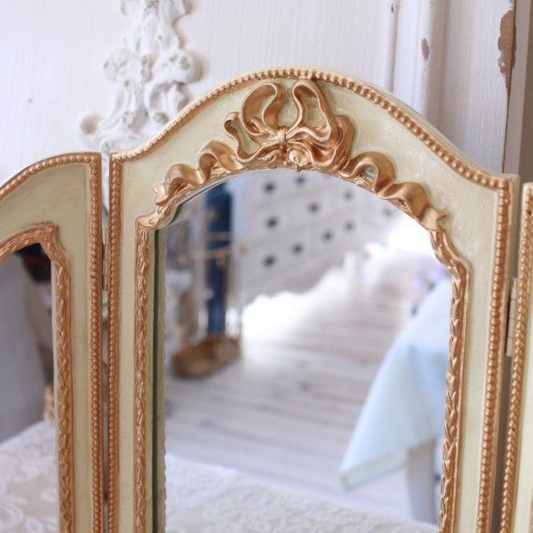 ドレッサーミラー スタンドミラー 三面鏡 ミラー ベルサイユ リボン 138 卓上ミラー ロココ調 アンティーク調 雑貨 アンティーク風 洋風 ヨーロピアン かわいい NEXPOTALLINN_EU