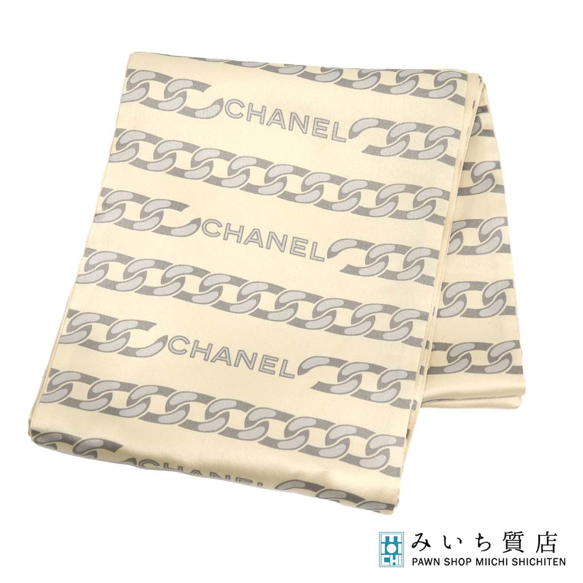 CHANEL シャネル 大判シルクスカーフ チェーン柄 シャネルロゴ シャネル CHANEL 大判 ヴィンテージチェーン柄 スカーフ シルク