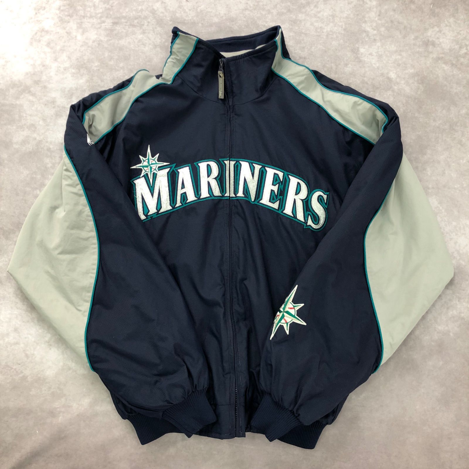 Majestic マジェスティック ベースボールジャケット スタジャン ブルゾン Seattle Mariners シアトル・マリナーズ MLB 刺繍ロゴ チームロゴ