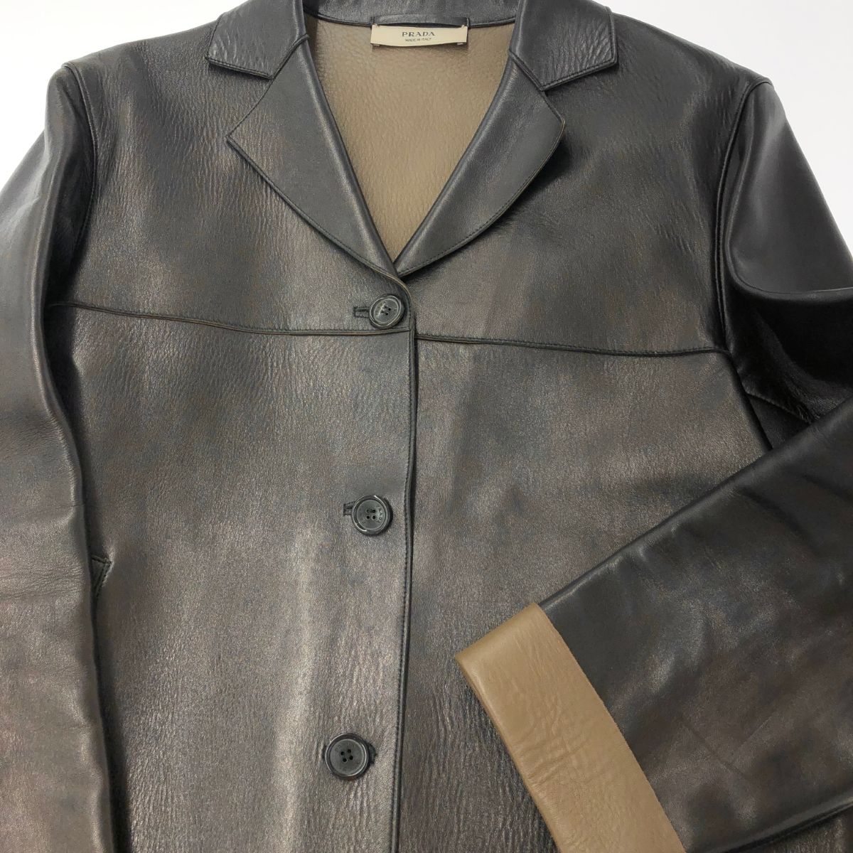 PRADA プラダ レザージャケット サイズ:42 ダークブラウン レザー