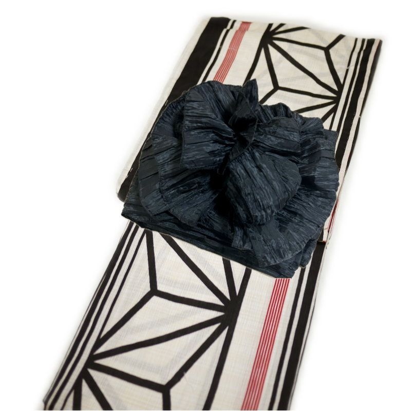 紅梅織　麻帯　麻半幅帯　大人コーディ　浴衣　綿麻浴衣 2点　NO9 0826⑩ HK19-6.webp