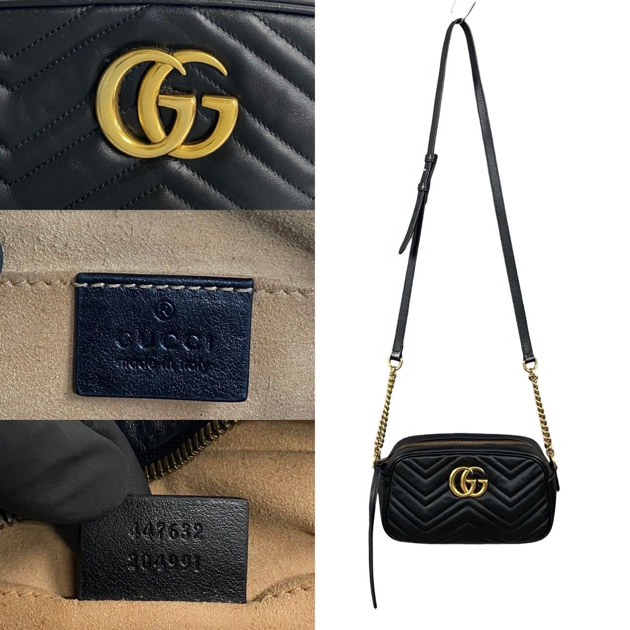 極 美品 GUCCI グッチ GGマーモント キルティング ロゴ 金具