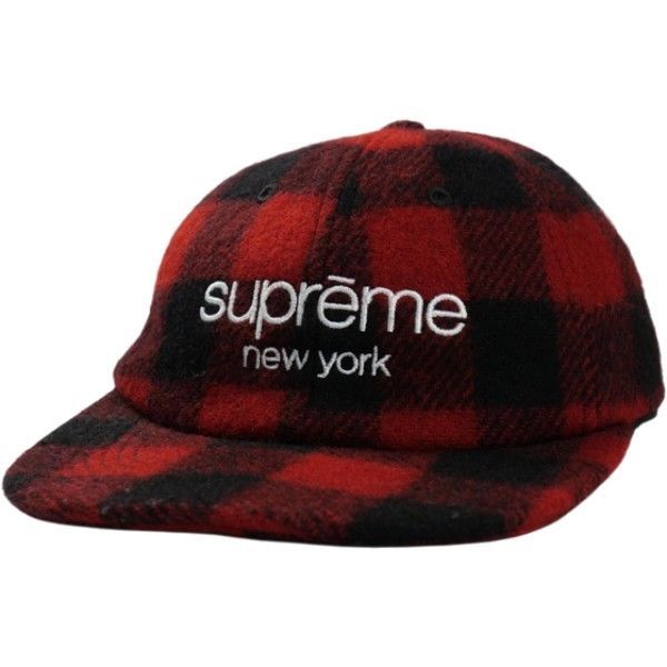 Size フリー SUPREME シュプリーム 16AW Buffalo Plaid Wool Classic Logo 6-Panel Cap Red キャップ 赤 品-良い 20801913