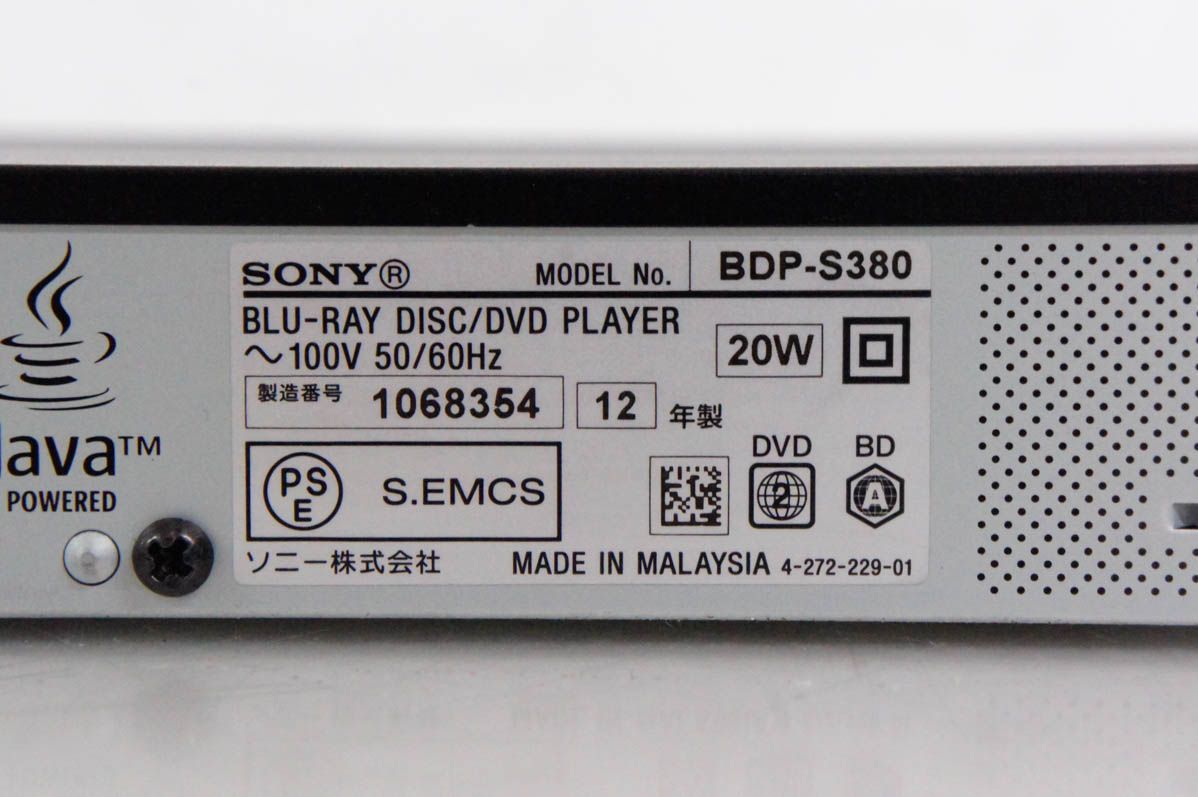 お買い得，豊富な 中古美品 SONY ブルーレイプレーヤー BDP-S380