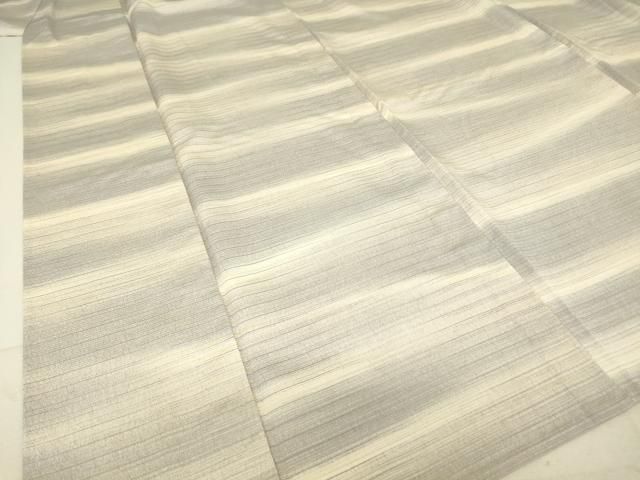 平和屋着物▽本塩沢 単衣 やまだ織 横段霞文 さが美扱い 正絹 逸品