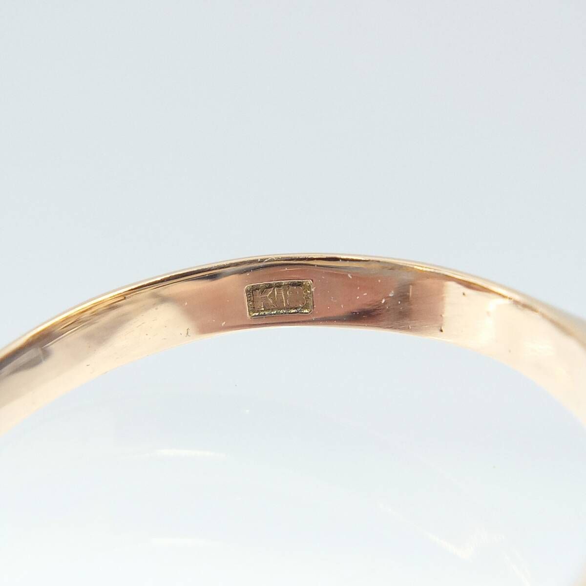 真珠風 パール風 K18 7号 3.2g リング 指輪 プロングセッティング