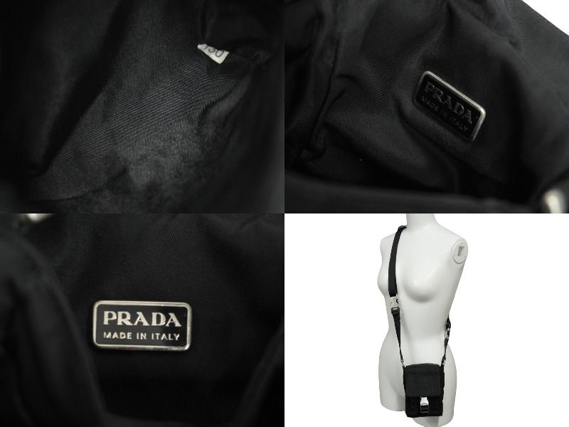 PRADA プラダ ミニショルダーバッグ ナイロン トライアングルロゴ ブラック シルバー金具 美品 中古 62202 - メルカリ