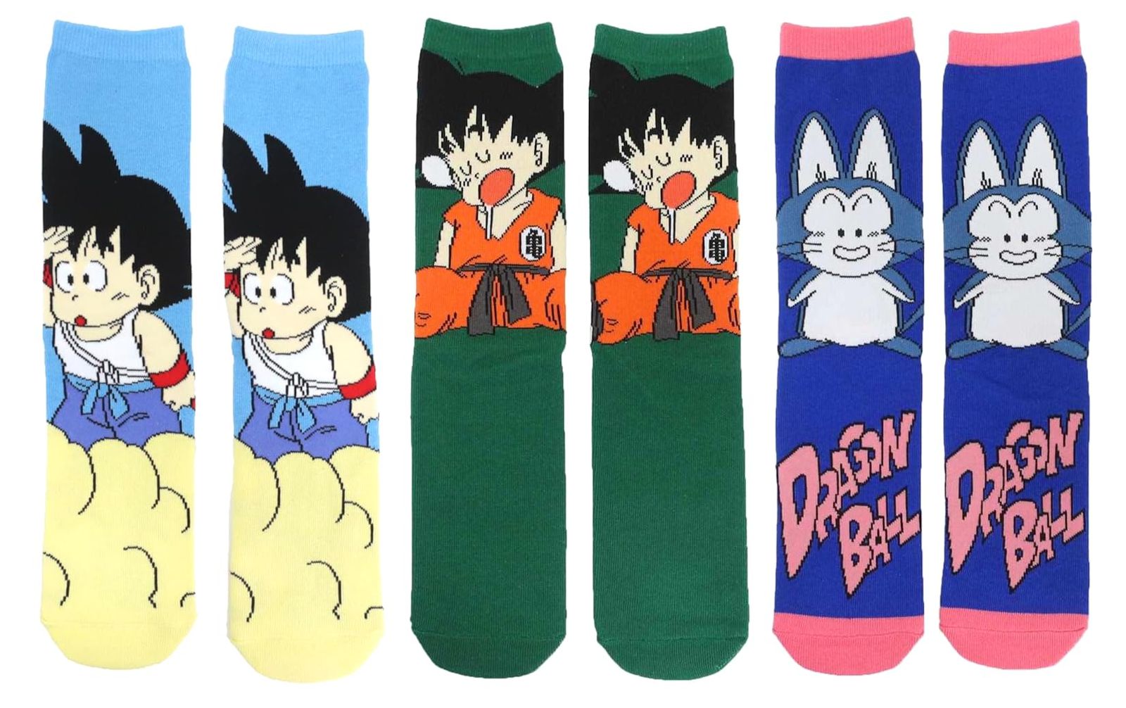 【人気商品】[スモール・プラネット] ドラゴンボール レディース ハイソックス ３柄セット（孫悟空 筋斗雲 ブルー・眠る グリーン・プーアル ブルー）