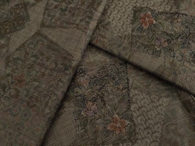 平和屋着物○本場大島紬 カタス9マルキ 草花丸文 正絹 逸品 AAAY7348ck  