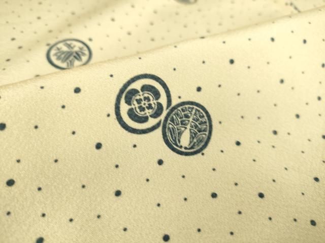 平和屋着物▽伝統工芸士 染谷梅治 小紋 単衣 吉祥丸文 正絹 逸品