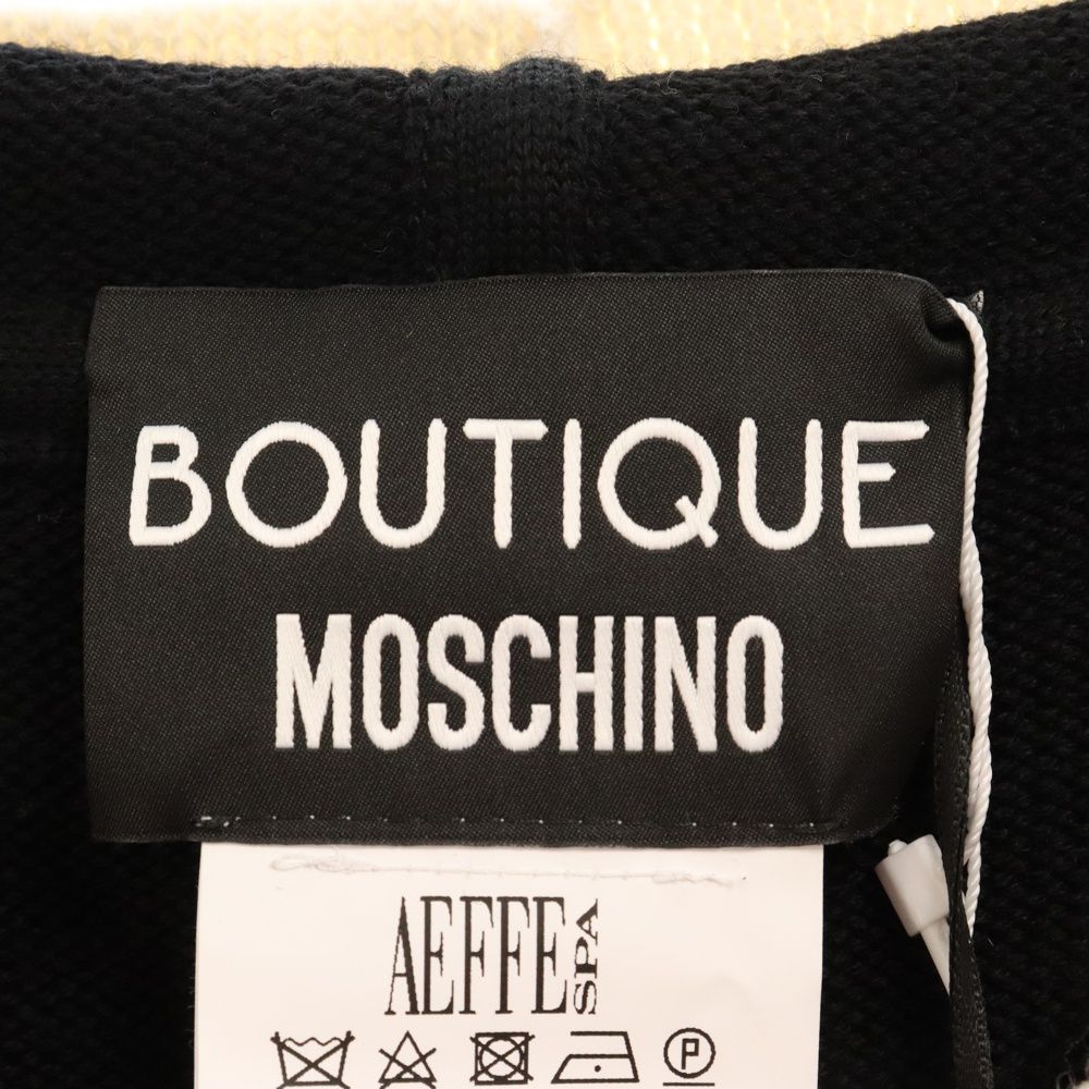BOUTIQUE MOSCHINO ブティックモスキーノ Cable Knit Button Front Hooded Cardigan 金ボタン エンブレム 半袖 ニットカーディガン ポンチョ レディース 212R A06836100 ブラック BOUTIQUE MOSCHINO (ブティックモスキーノ) Cable Knit Button Front