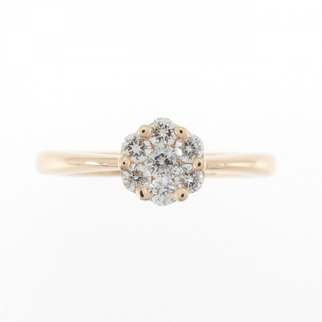 K18PG フラワー ダイヤモンド リング 0.30CT