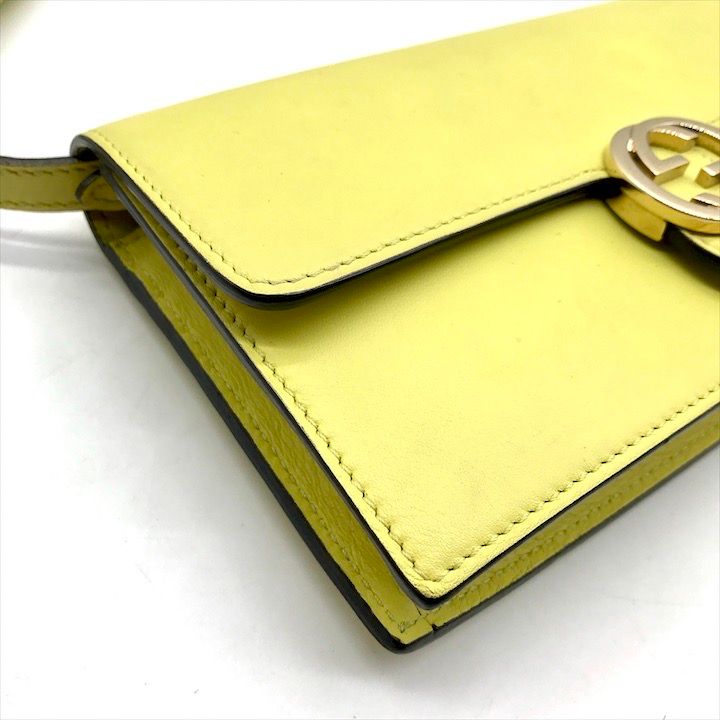 GUCCI グッチ インターロッキング ショルダー　イエロー GUCCI グッチ インターロッキング ショルダー イエロー 【公式通販】