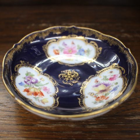 マイセン　オールドマイセン　ボタン剣　コバルト　花絵　大皿 マイセンオールドマイセンボタン剣コバルト花絵大皿