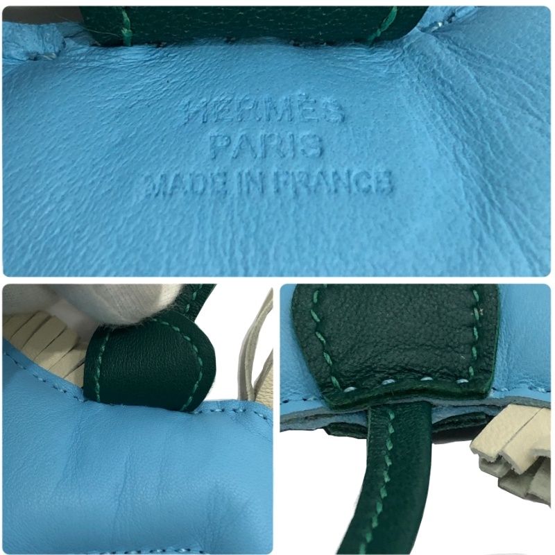 HERMES エルメス チャーム ロデオ PM マルチカラー ライトブルー