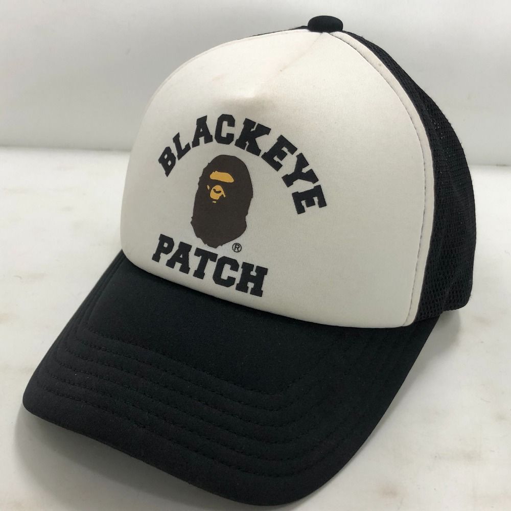 02w08950 アベイシングエイプ A BATHING APE × BlackEyePatch ブラックアイパッチ メッシュキャップ ブラック  FREE 日本製 キャップ ポリエステル 【中古品】 - メルカリ