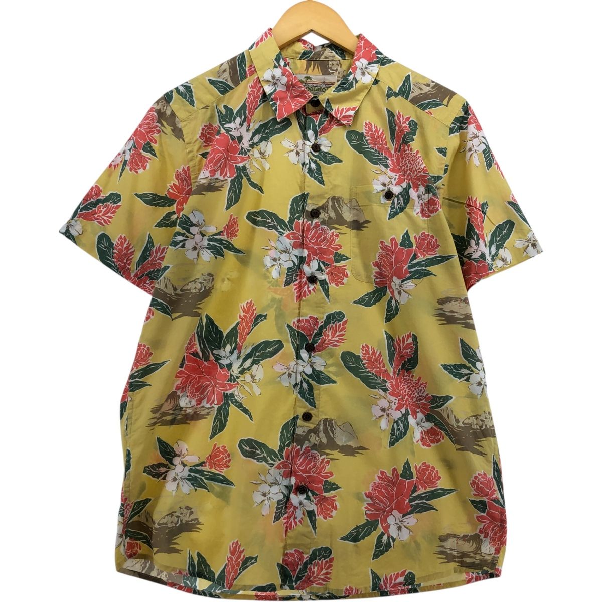 5178【美品】パタゴニア パタロハ アロハシャツ ハイビスカス 花柄 レッド patagonia◇パタロハ ハイビスカス柄アロハシャツ/Sサイズ