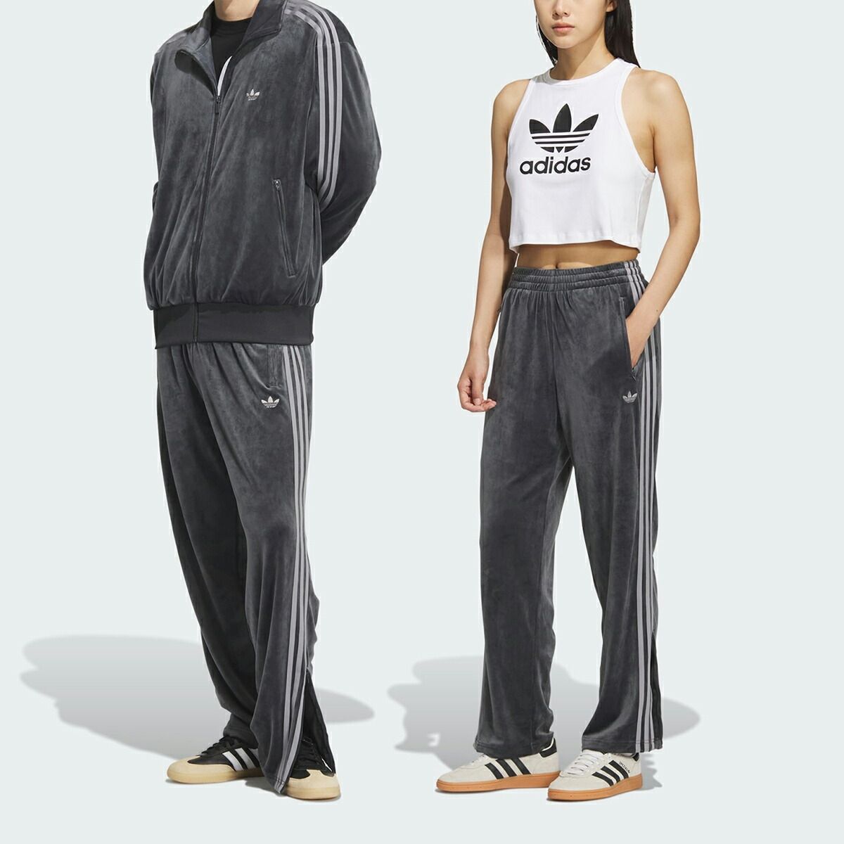 アディダス ファイヤーバード トラックパンツ ベロア グレー ジャージパンツ アディカラー クラシックス ファイヤーバード トラックパンツ