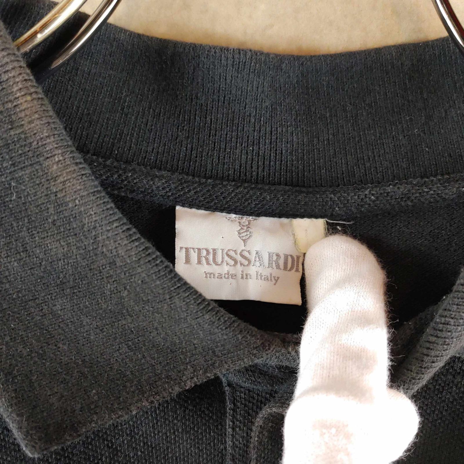 トラサルディ TRUSSARDI ポロシャツ 長袖 薄手 ワンポイントロゴ 刺繍