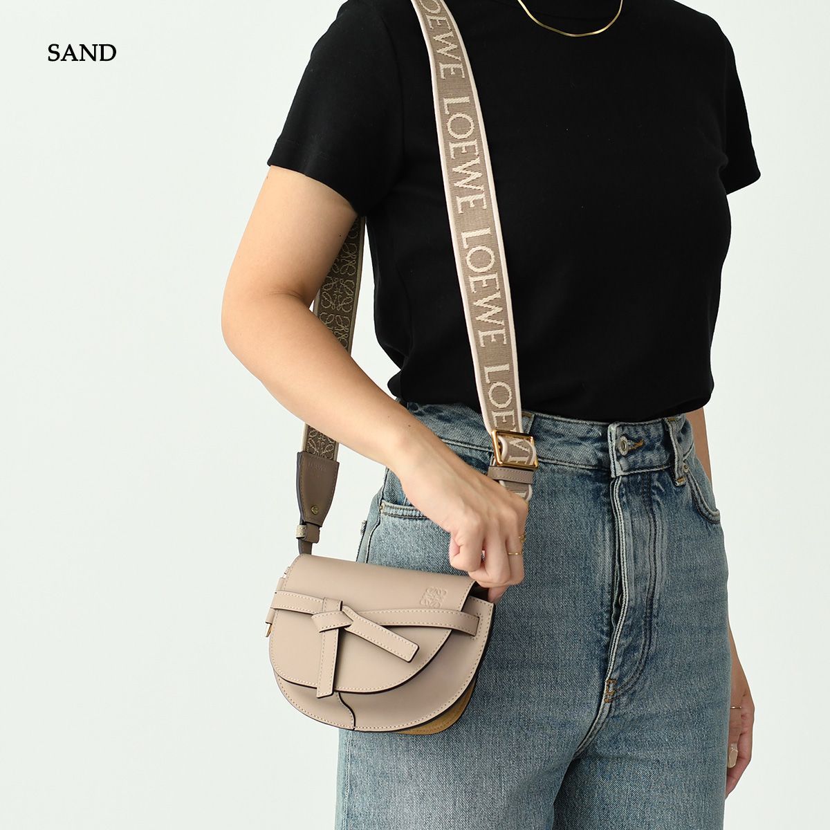 ☆LOEWE☆ Mini GATE Duel ショルダーバッグ SAND♪ Mini Gate Dual bag in soft calfskin and jacquard Beige - LOEWE