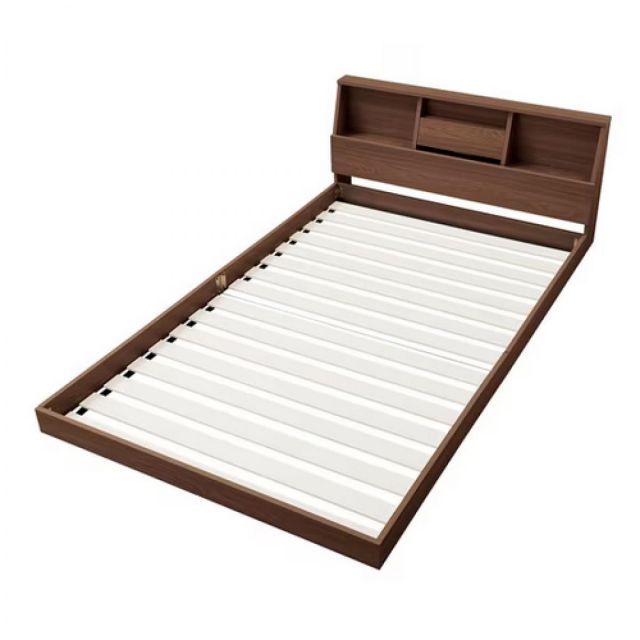 アイリスオーヤマ フロアベッド セミダブル FBF-SD ウォールナット ローベッド 2口コンセント すのこ 宮付き